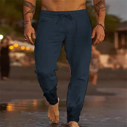 Cotton Linen Drawstring Casual Pants