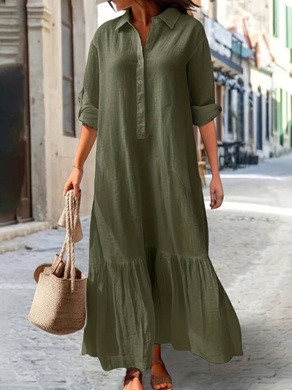 Cotton Linen Shirt Dress
