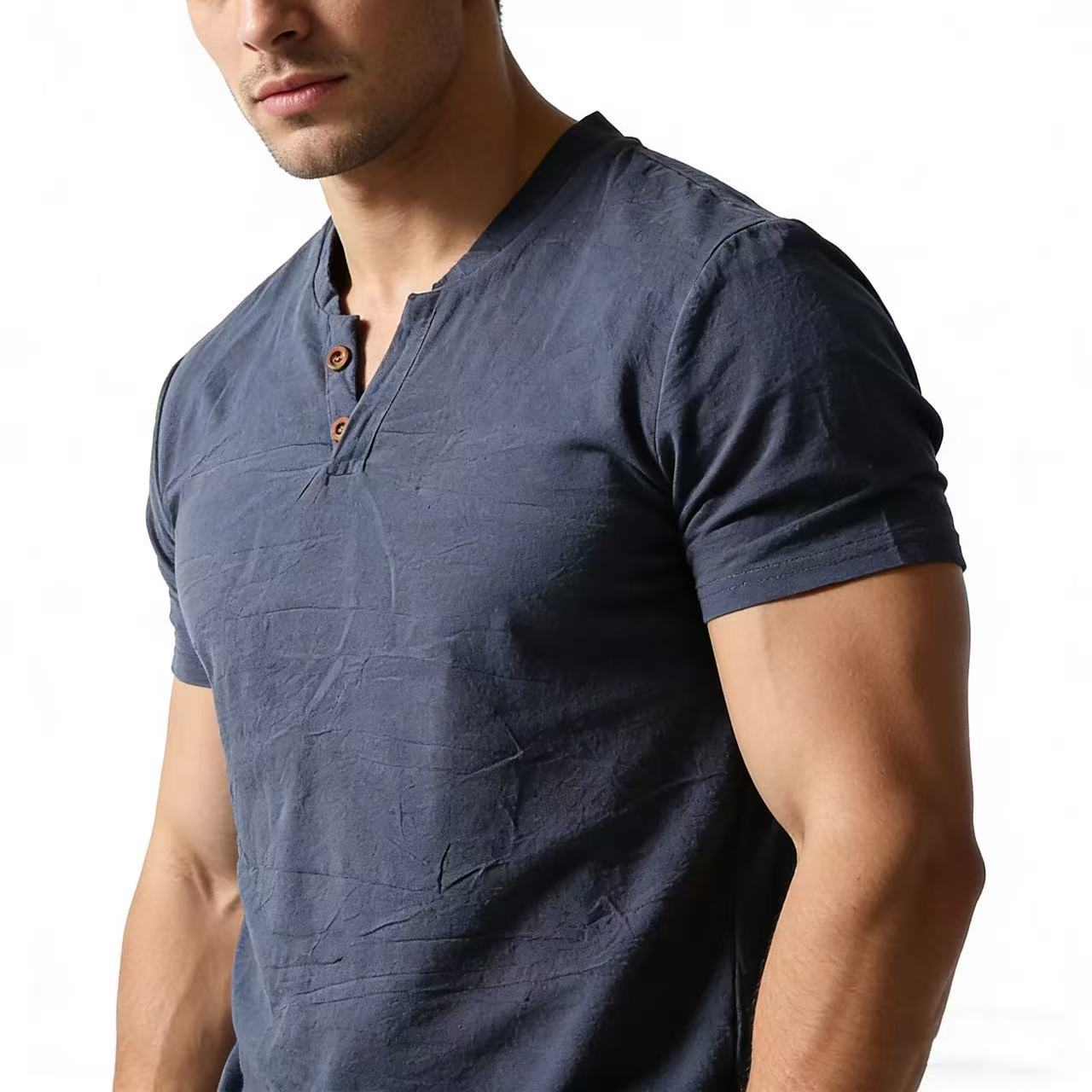 Cotton-linen short sleeves