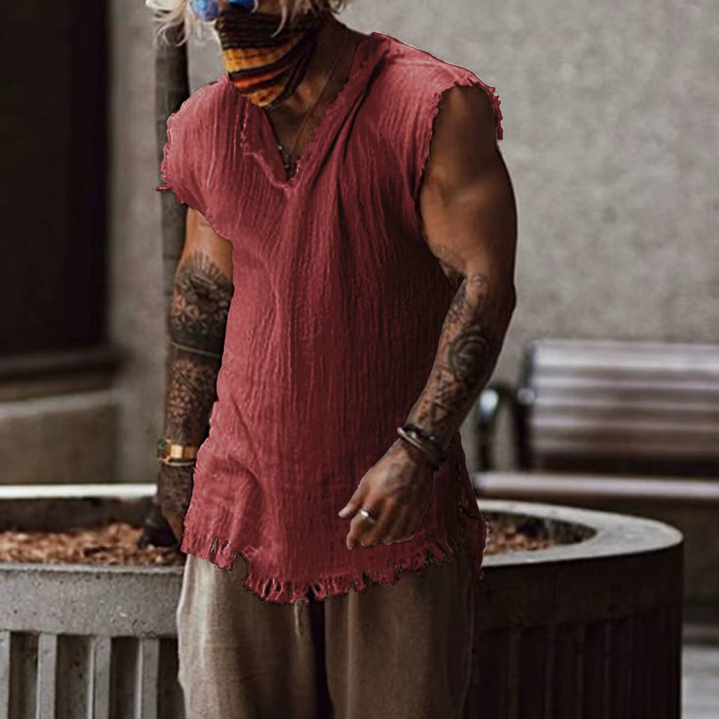 Cotton Linen Sleeveless Vest