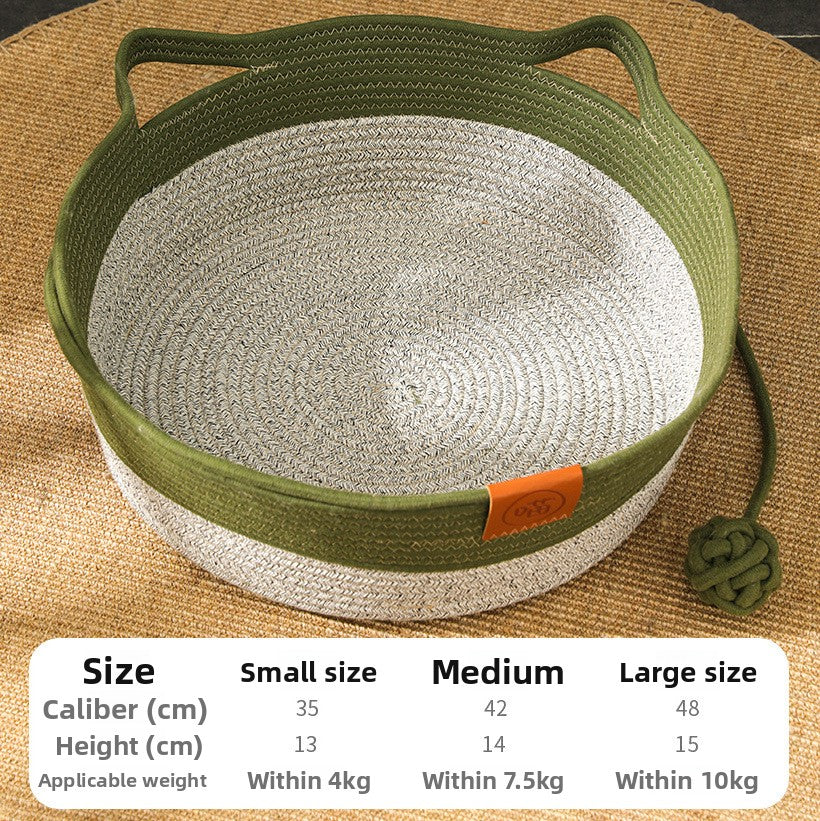 Cotton Linen Woven Pet Cat Bed