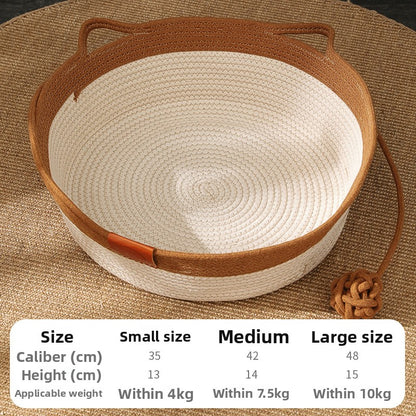 Cotton Linen Woven Pet Cat Bed