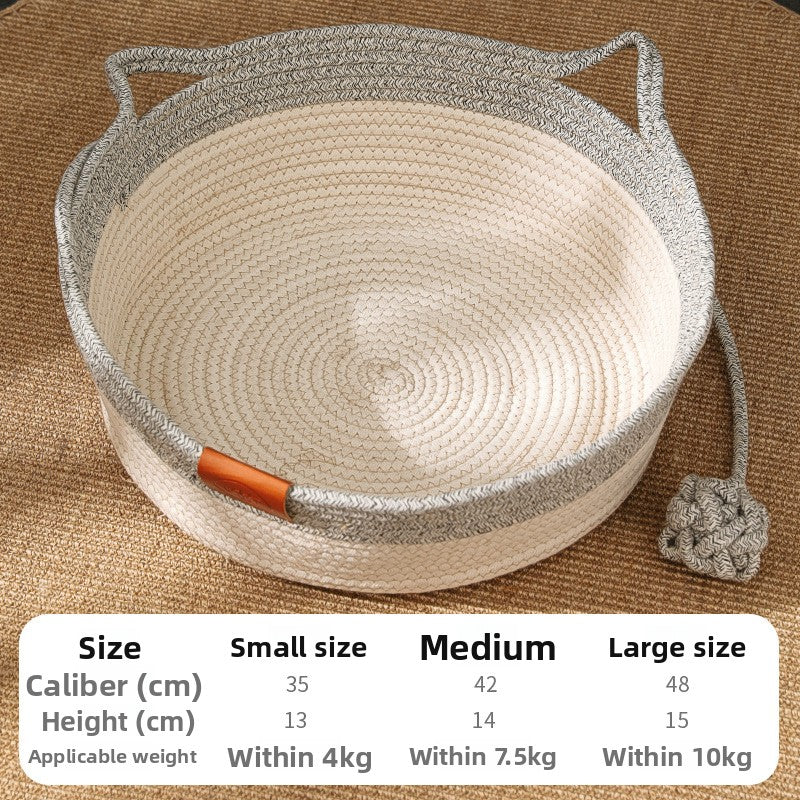Cotton Linen Woven Pet Cat Bed
