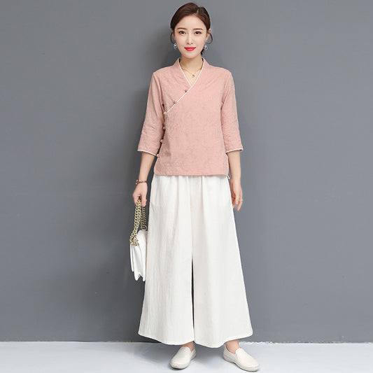 Cotton Linen Yoga Suit