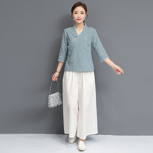 Cotton Linen Yoga Suit