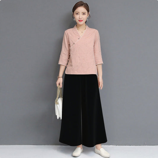 Cotton Linen Yoga Suit