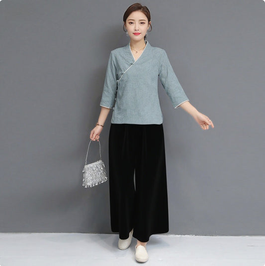 Cotton Linen Yoga Suit