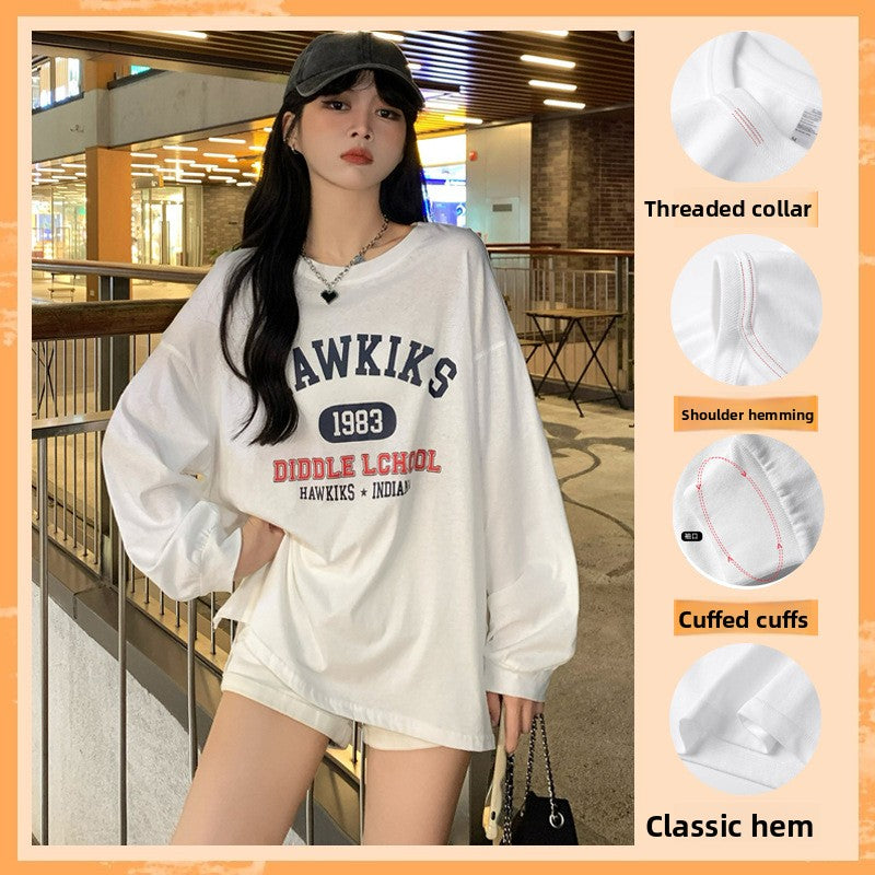 Cotton Neck Long-sleeved T-shirt Women's
