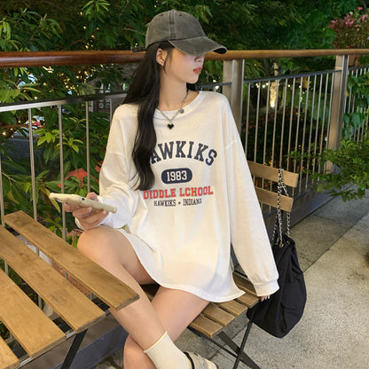 Cotton Neck Long-sleeved T-shirt Women's