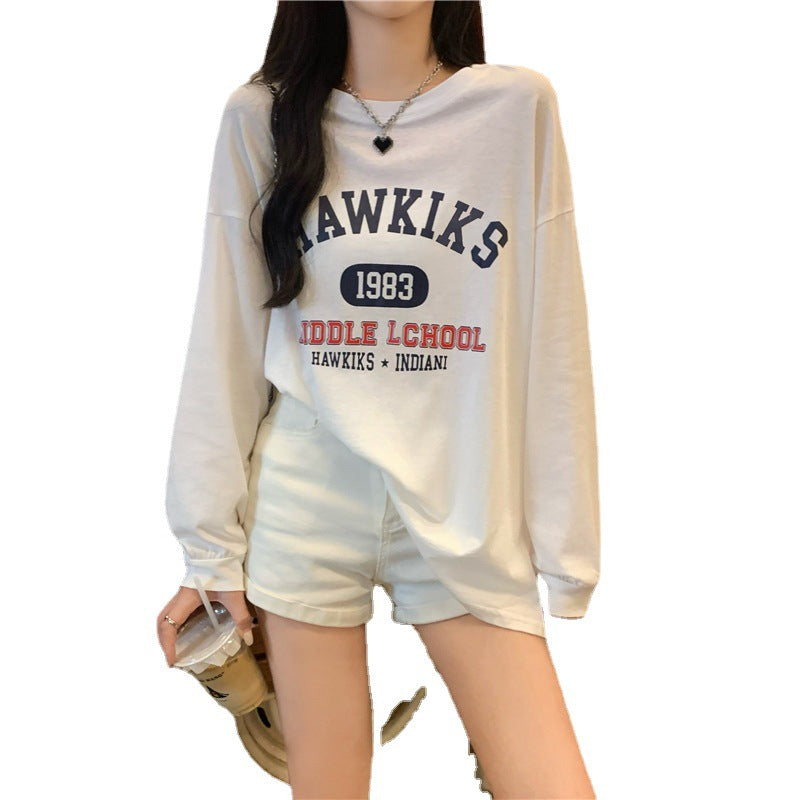 Cotton Neck Long-sleeved T-shirt Women's
