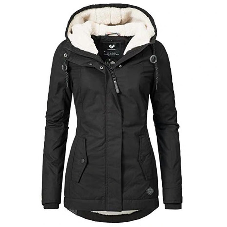 Cotton-padded sheepskin fleece parka