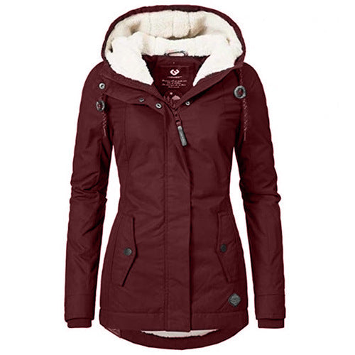Cotton-padded sheepskin fleece parka