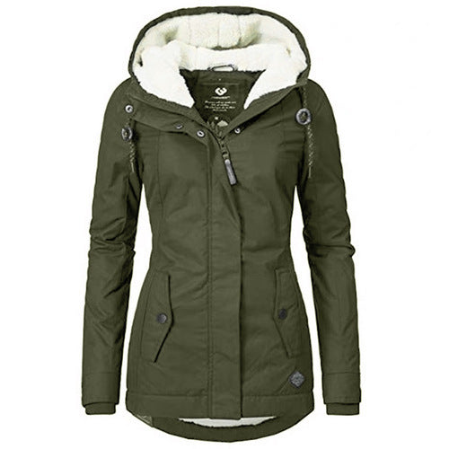 Cotton-padded sheepskin fleece parka