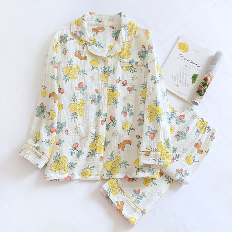 Cotton Pajama Set for Women with Long Sleeve and Pants