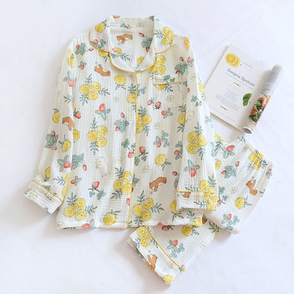 Cotton Pajama Set for Women with Long Sleeve and Pants