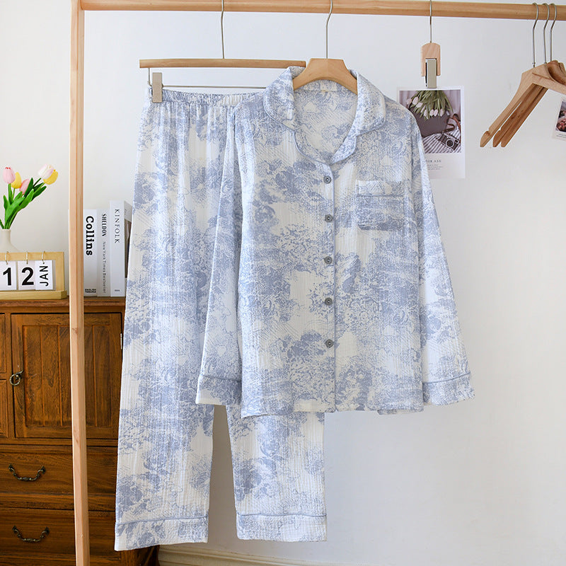 Cotton Pajama Set for Women with Long Sleeve and Pants