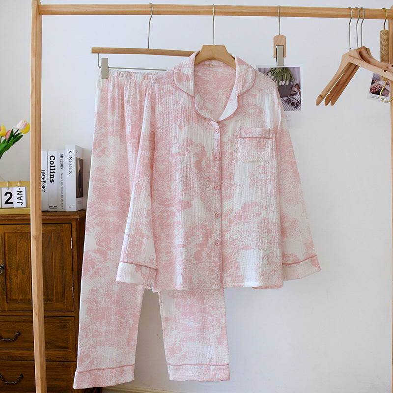 Cotton Pajama Set for Women with Long Sleeve and Pants