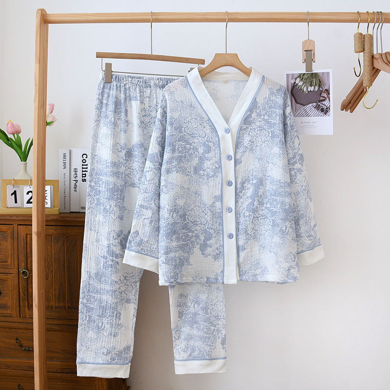 Cotton Pajama Set for Women with Long Sleeve and Pants