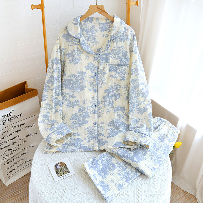 Cotton Pajama Set for Women with Long Sleeve and Pants
