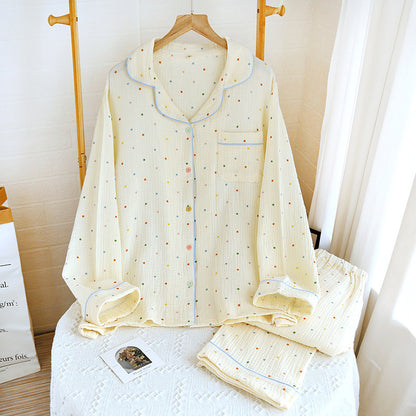 Cotton Pajama Set for Women with Long Sleeve and Pants