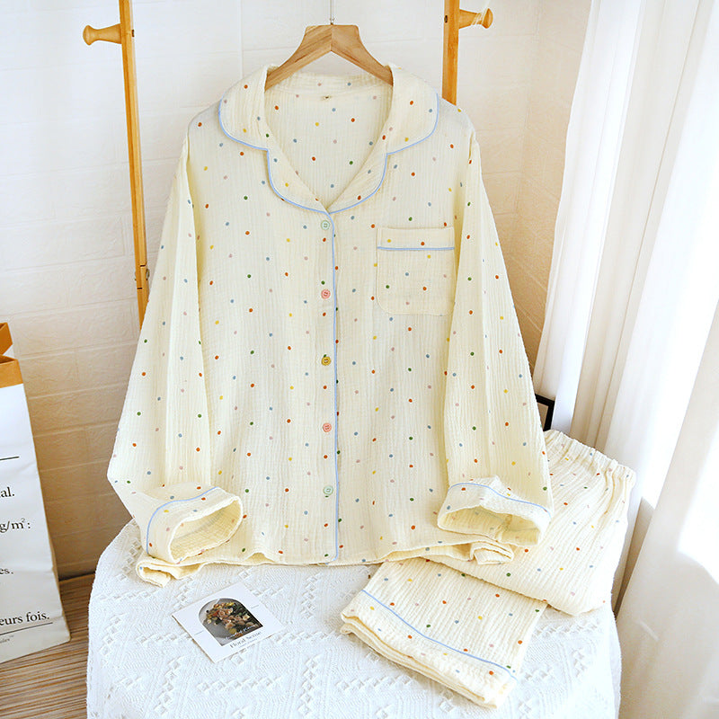 Cotton Pajama Set for Women with Long Sleeve and Pants