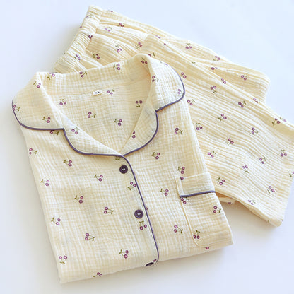 Cotton Pajama Set for Women with Long Sleeve and Pants