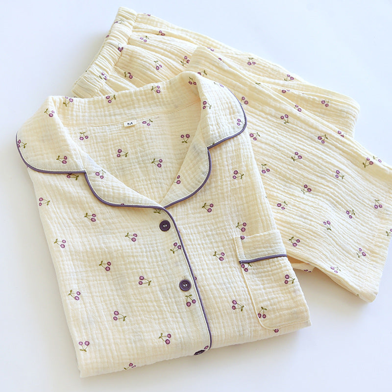 Cotton Pajama Set for Women with Long Sleeve and Pants