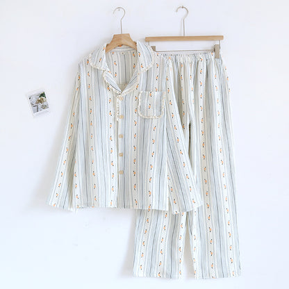 Cotton Pajama Set for Women with Long Sleeve and Pants
