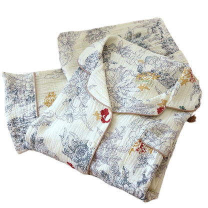 Cotton Pajama Set for Women with Long Sleeve and Pants