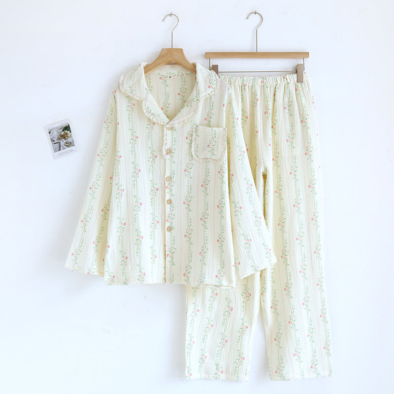 Cotton Pajama Set for Women with Long Sleeve and Pants