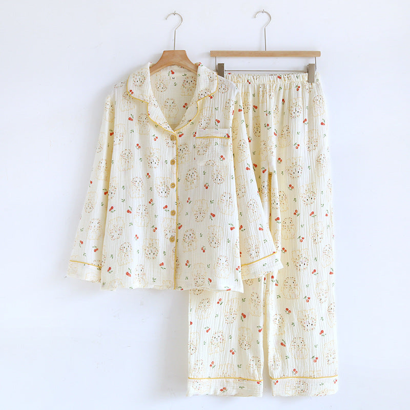 Cotton Pajama Set for Women with Long Sleeve and Pants