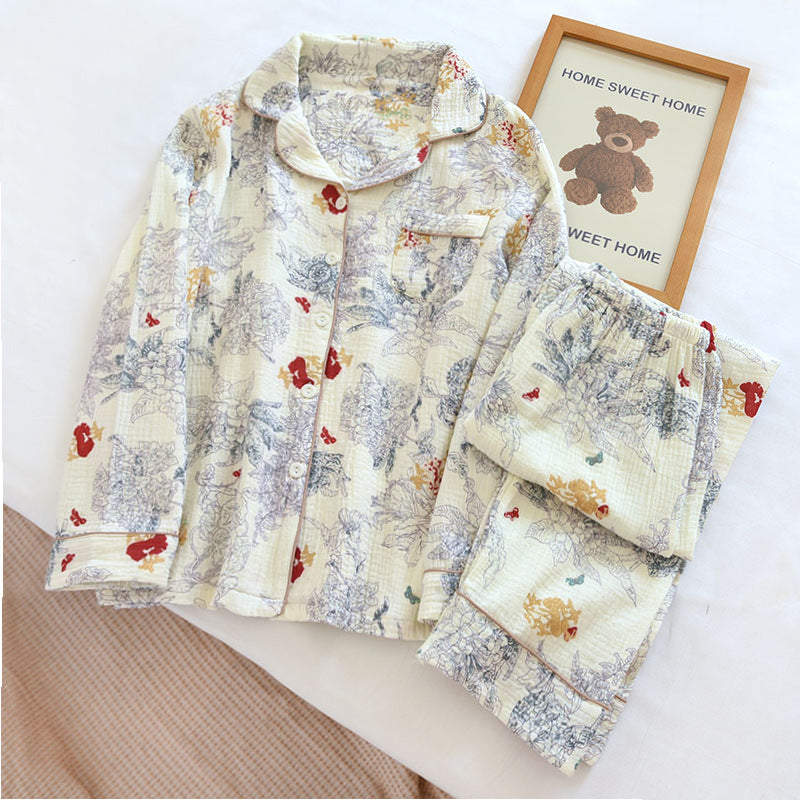 Cotton Pajama Set for Women with Long Sleeve and Pants