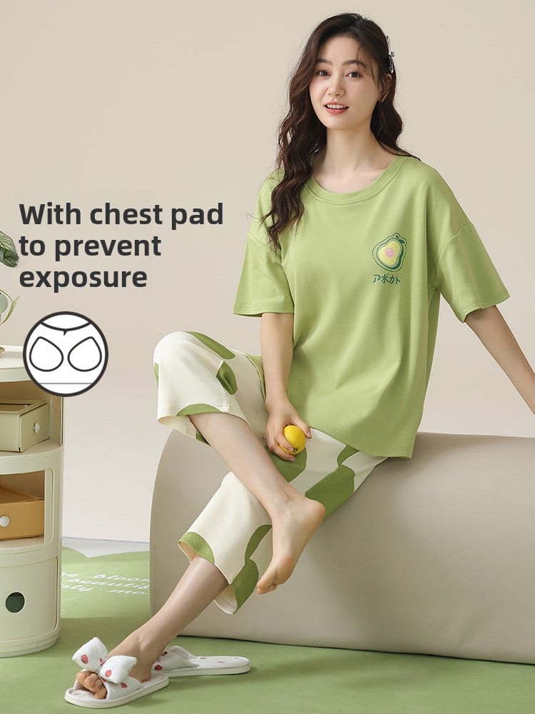 Cotton pajamas with chest pads