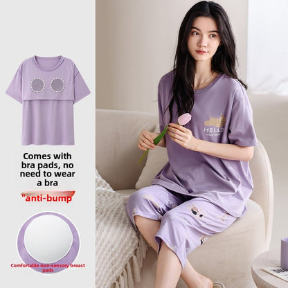 Cotton pajamas with chest pads