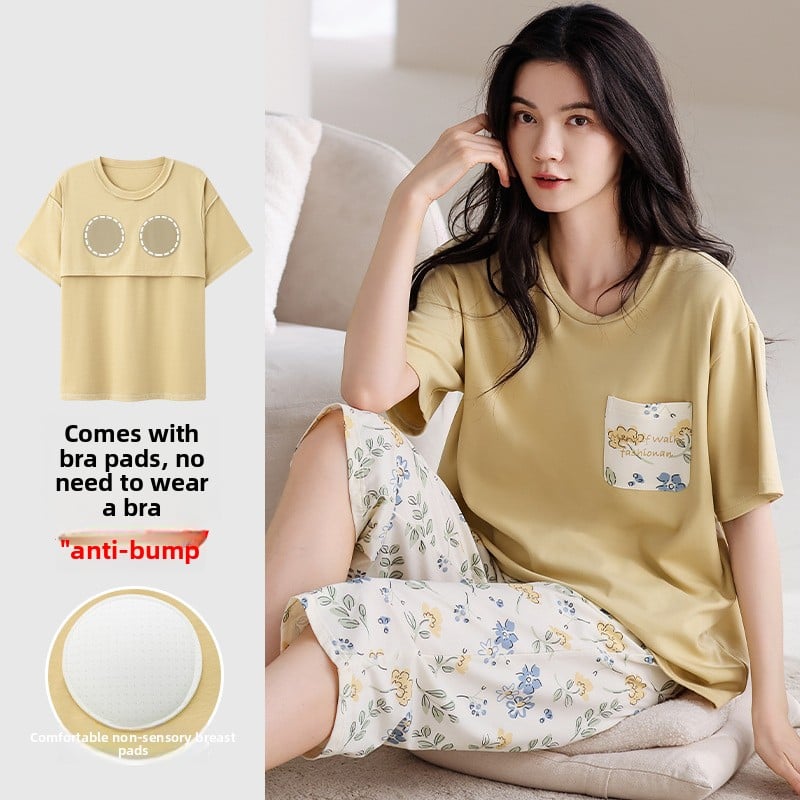 Cotton pajamas with chest pads