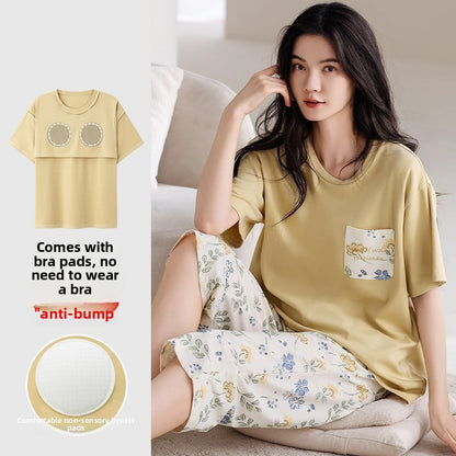 Cotton pajamas with chest pads