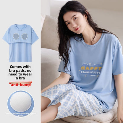 Cotton pajamas with chest pads