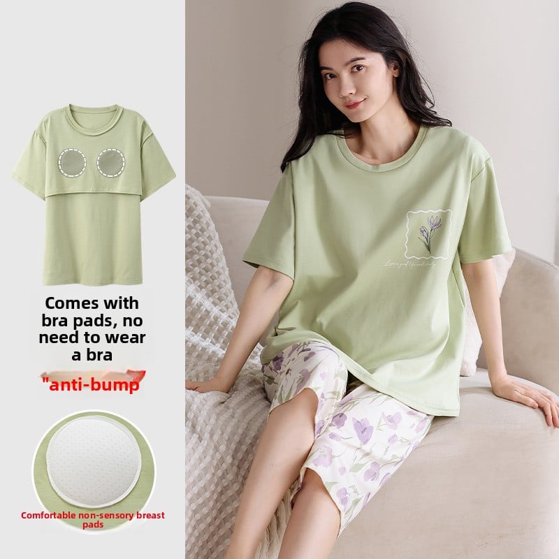 Cotton pajamas with chest pads
