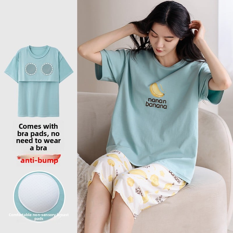 Cotton pajamas with chest pads