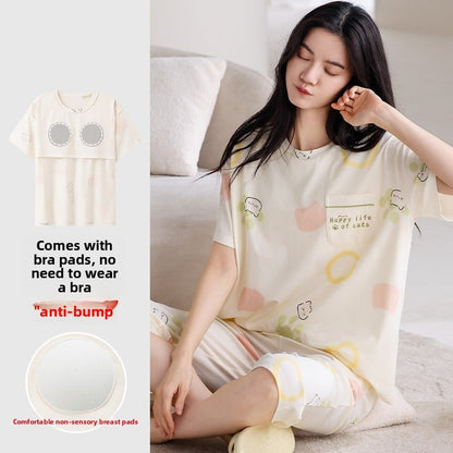 Cotton pajamas with chest pads