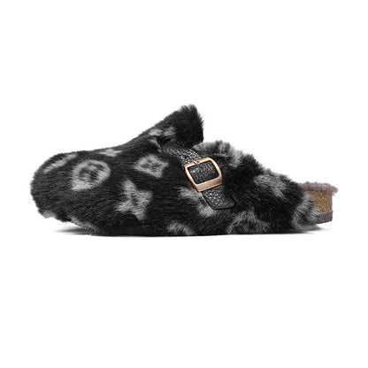 Cotton Plush Slippers with Thick Sole