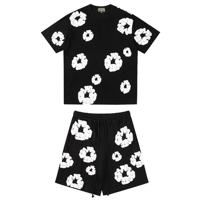 Cotton Print Short Sleeve Shorts Set