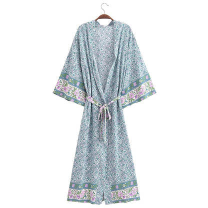 Cotton Rayon Watermark Print Kimono Dress
