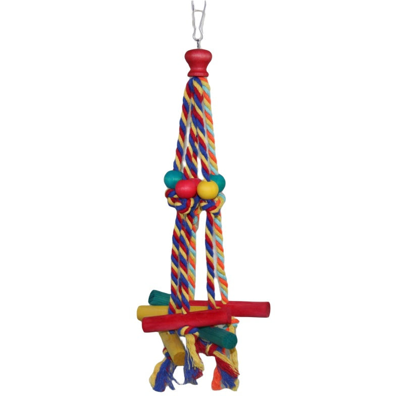 Cotton Rope Beads Wooden Bird Toy