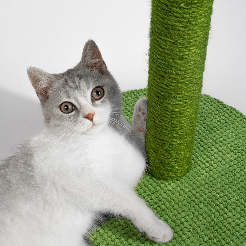 Cotton Rope Cat Scratching Column with Cactus Design