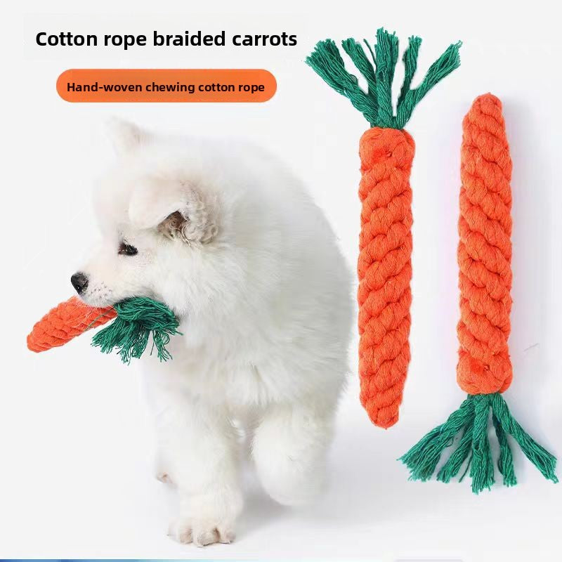 Cotton Rope Dog Chew Toy with Carrot Design