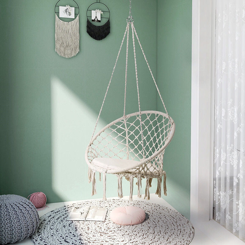Cotton Rope Hanging Chair Hammock with Tassels