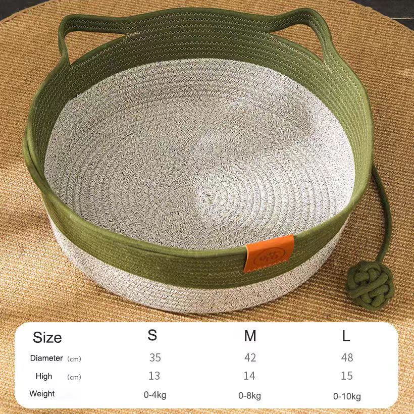 Cotton Rope Woven Pet Bed Nest with Pad