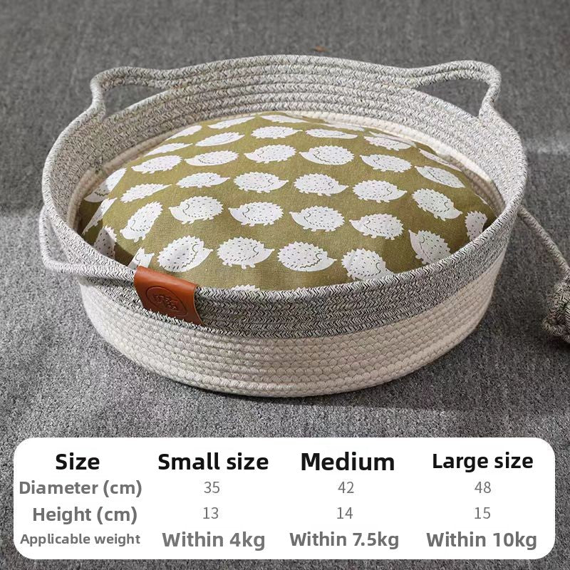 Cotton Rope Woven Pet Bed Nest with Pad