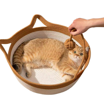 Cotton Rope Woven Pet Bed Nest with Pad